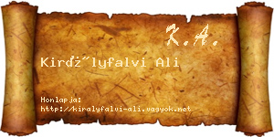 Királyfalvi Ali névjegykártya